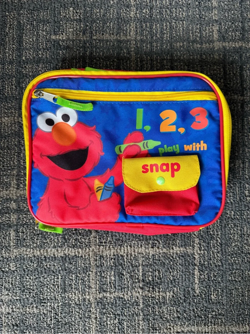Sesame Street Elmo 1 2 3 Insulated Lunch Box School Cooler Bag Red Blue Kids O/S